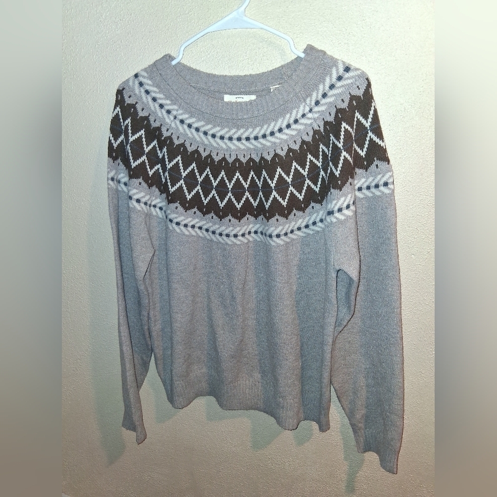 Weatherproof Fairisle Brown Tan Sweater Winter Ski M